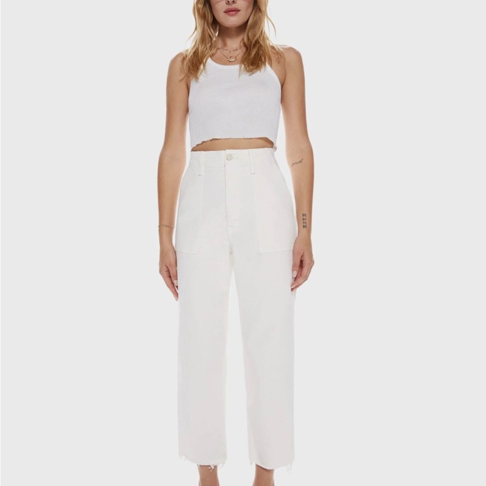 Mother Patch Pocket Fray Jeans